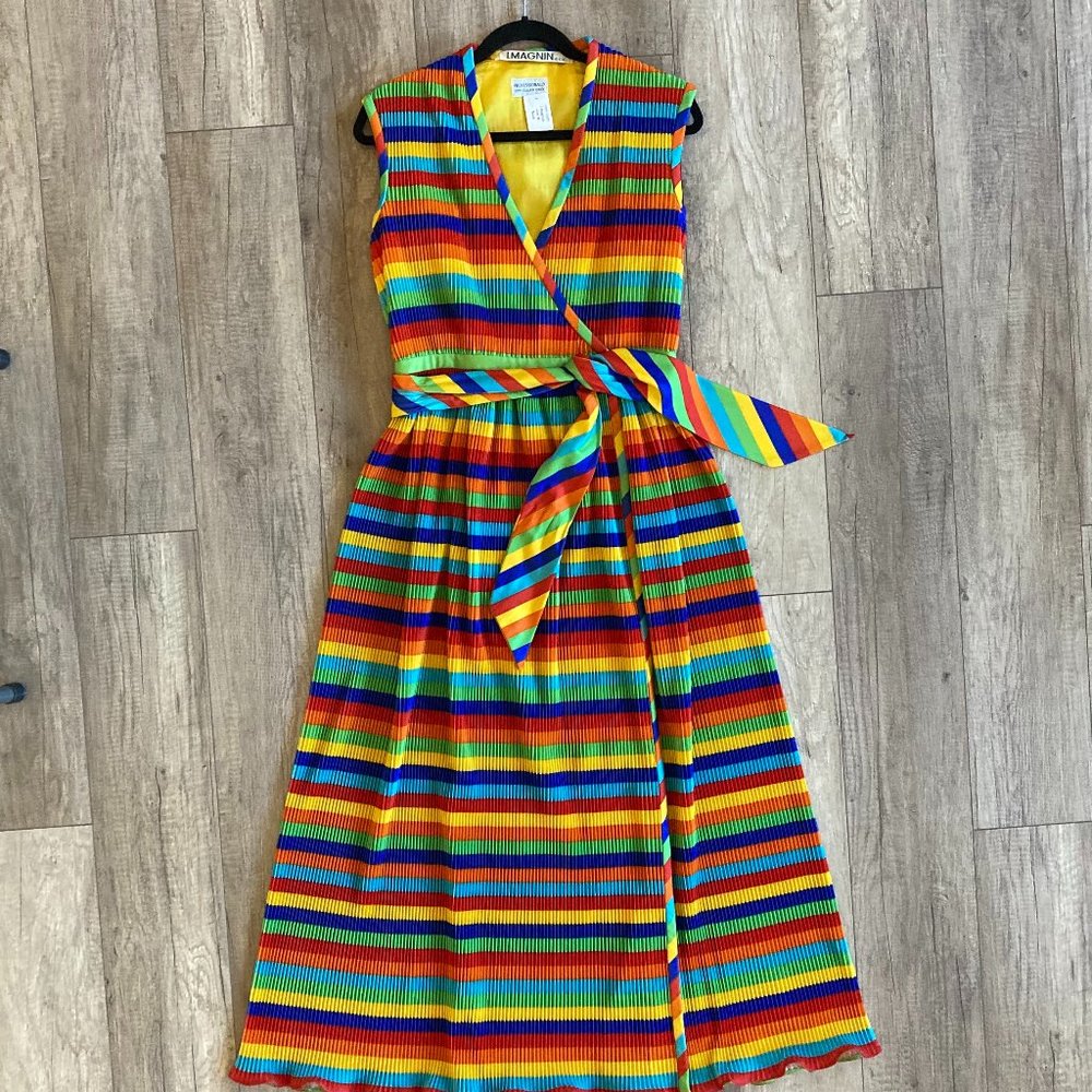 Vintage I. Magnin Rainbow Maxi Dress